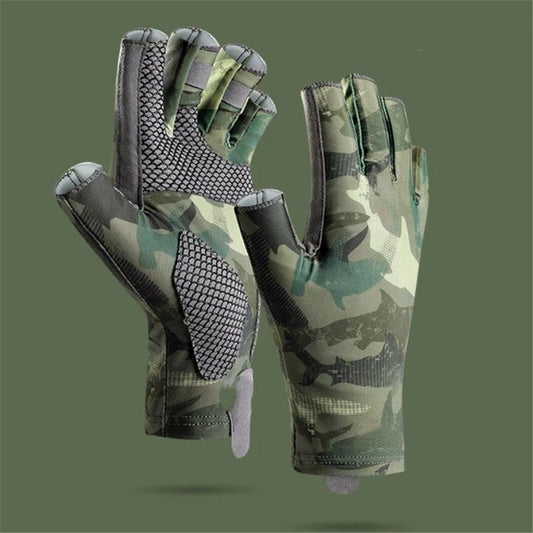 Fishing Gloves Gloves UV Protection Fingerless Gloves Men Women for Outdoor, Kayaking, Rowing, Paddling, V1192-AZ-W-9162
