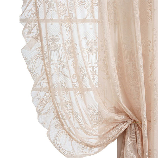 Lace Curtains 86 Inches Long Country Rustic Sheer Curtains for Living Room Bedroom Autumn Drapes Rod Pocket V1192-AZ-W-9165