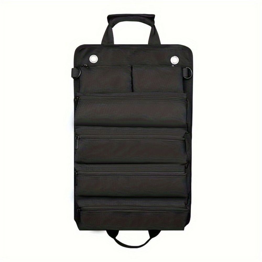 Roll Up Tool Bag, Portable Folding Tool Roll with Detachable Pouch, Heavy Duty Motorcycle Tool Storage V1192-AZ-W-9166