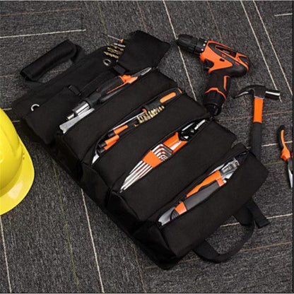 Roll Up Tool Bag, Portable Folding Tool Roll with Detachable Pouch, Heavy Duty Motorcycle Tool Storage V1192-AZ-W-9166