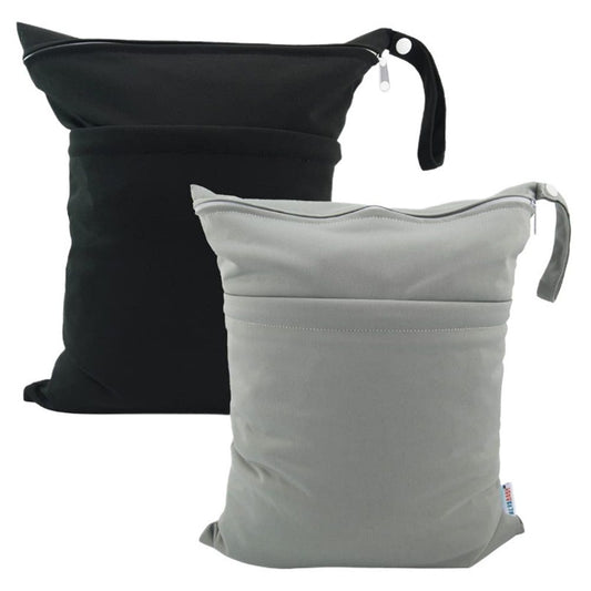 2pcs Superior Waterproof Wet Dry Bags,Reusable Two Zippered Pockets, baby cloth diaper wet V1192-AZ-W-9174