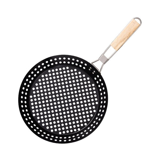 1 Piece BBQ Frying Pan with Holes, Non-stick BBQ Grill Pan, Stainless Steel Barbeque Woks, Grill Basket V1192-AZ-W-9176