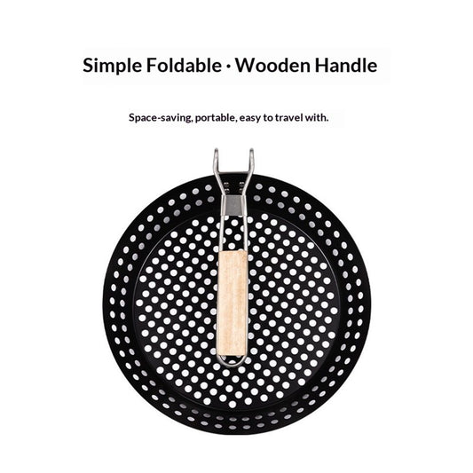 1 Piece BBQ Frying Pan with Holes, Non-stick BBQ Grill Pan, Stainless Steel Barbeque Woks, Grill Basket V1192-AZ-W-9176