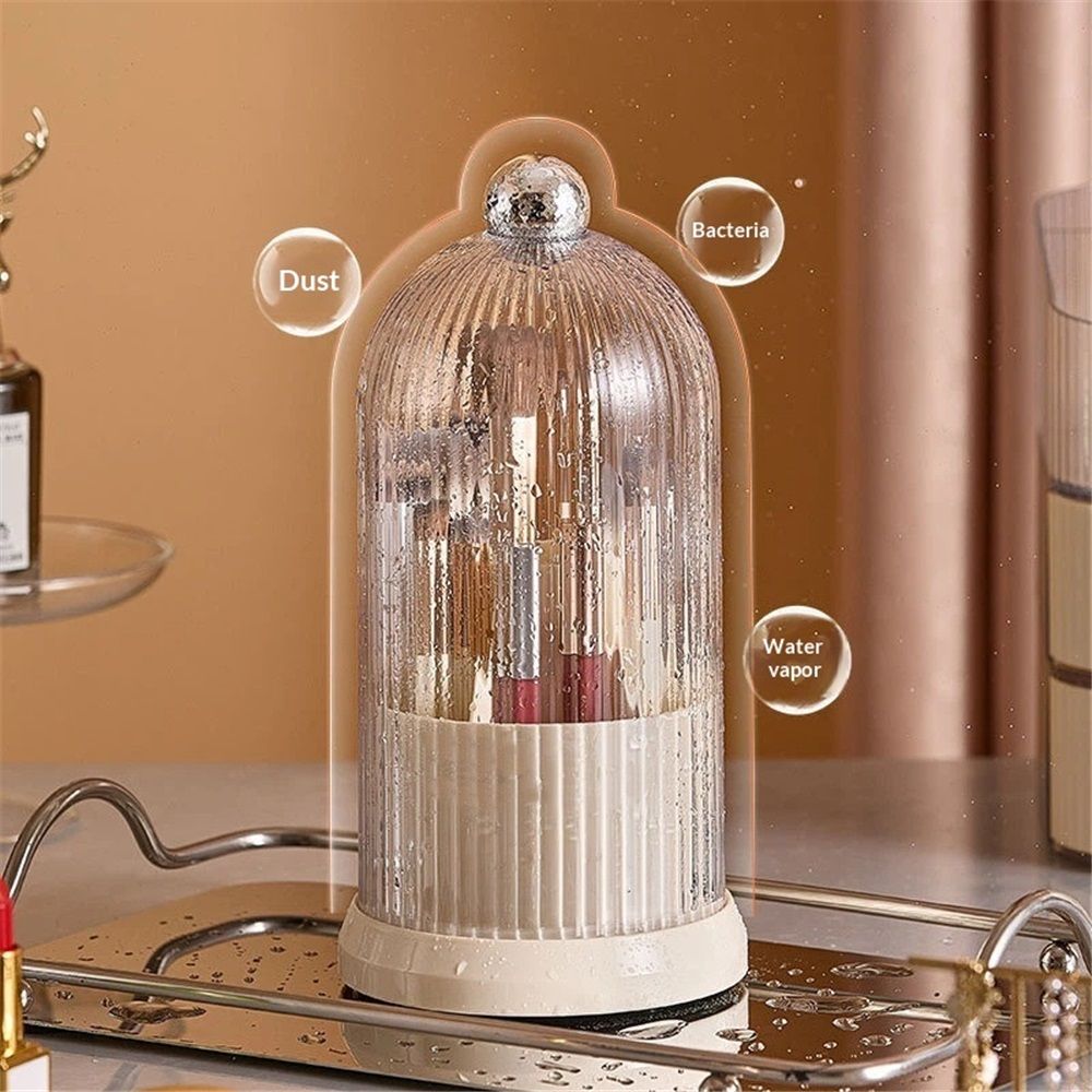 Makeup Brush Holder with Lid Cosmetic Tools Organizer 360 Rotating Waterproof Dustproof Makeup Brushes V1192-AZ-W-9180