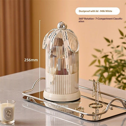 Makeup Brush Holder with Lid Cosmetic Tools Organizer 360 Rotating Waterproof Dustproof Makeup Brushes V1192-AZ-W-9180