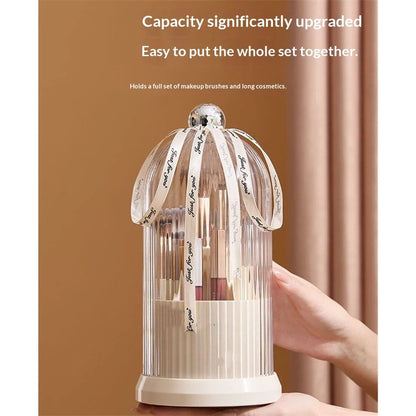 Makeup Brush Holder with Lid Cosmetic Tools Organizer 360 Rotating Waterproof Dustproof Makeup Brushes V1192-AZ-W-9180