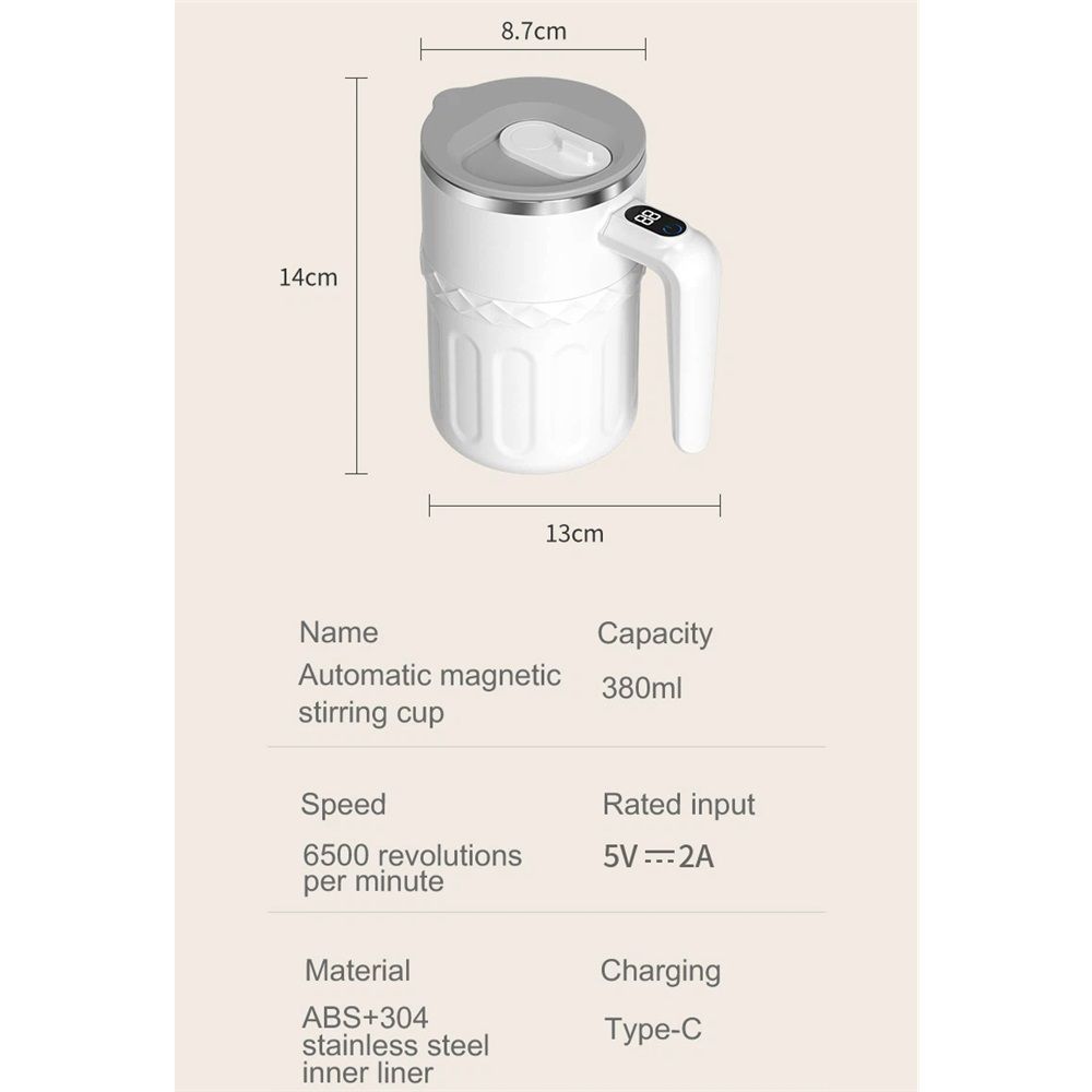Self- Stirring mug 13.4oz - Digital Temp Display, Touch Switch, 20s Auto Shutoff, Fast Charging, Christmas V1192-AZ-W-9187