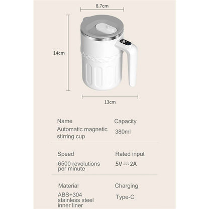 Self- Stirring mug 13.4oz - Digital Temp Display, Touch Switch, 20s Auto Shutoff, Fast Charging, Christmas V1192-AZ-W-9187