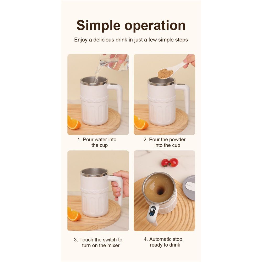 Self- Stirring mug 13.4oz - Digital Temp Display, Touch Switch, 20s Auto Shutoff, Fast Charging, Christmas V1192-AZ-W-9187