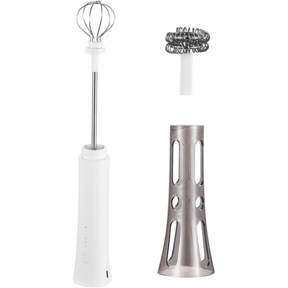 Rechargeable Milk Frother Handheld - Powerful Speed Motor, - Drink Mixer for Latte, Cappuccino, Matcha & V1192-AZ-W-9190