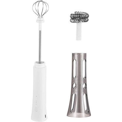 Rechargeable Milk Frother Handheld - Powerful Speed Motor, - Drink Mixer for Latte, Cappuccino, Matcha & V1192-AZ-W-9190