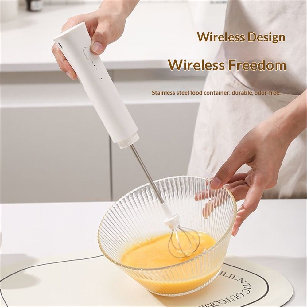 Rechargeable Milk Frother Handheld - Powerful Speed Motor, - Drink Mixer for Latte, Cappuccino, Matcha & V1192-AZ-W-9190