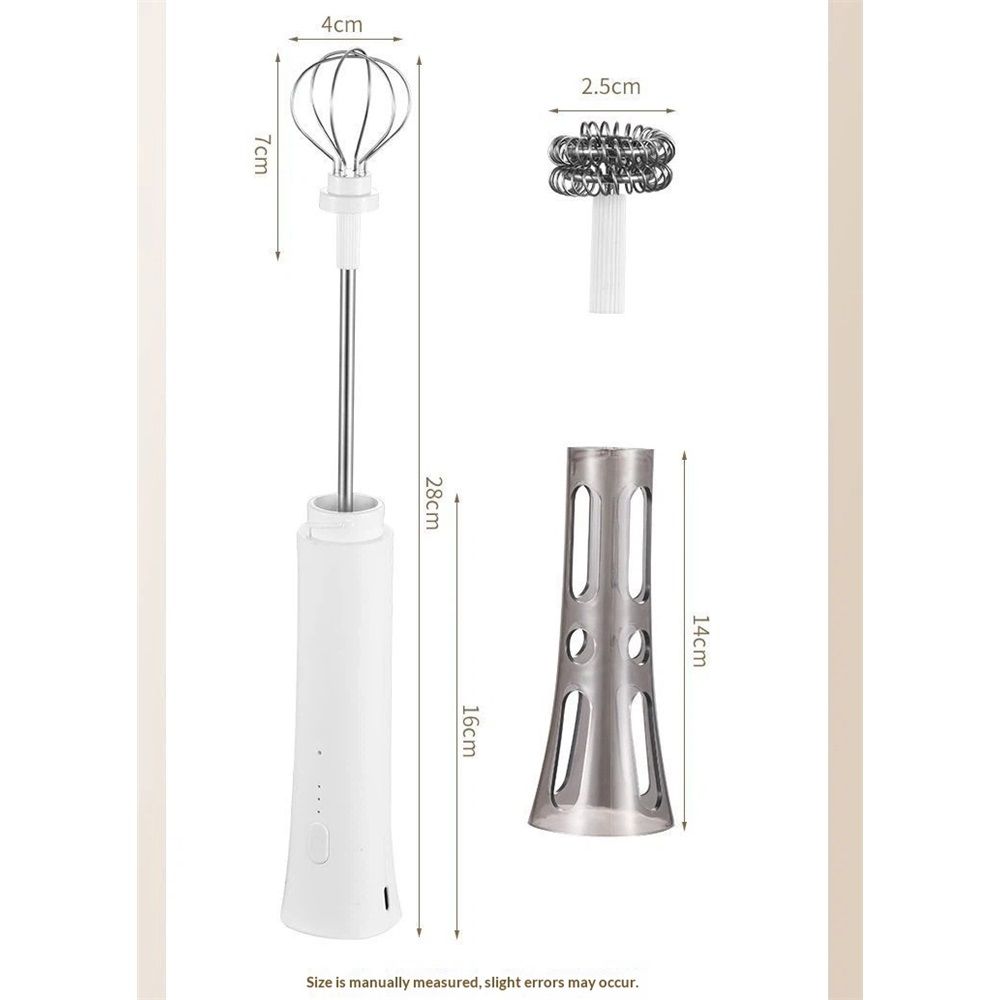 Rechargeable Milk Frother Handheld - Powerful Speed Motor, - Drink Mixer for Latte, Cappuccino, Matcha & V1192-AZ-W-9190