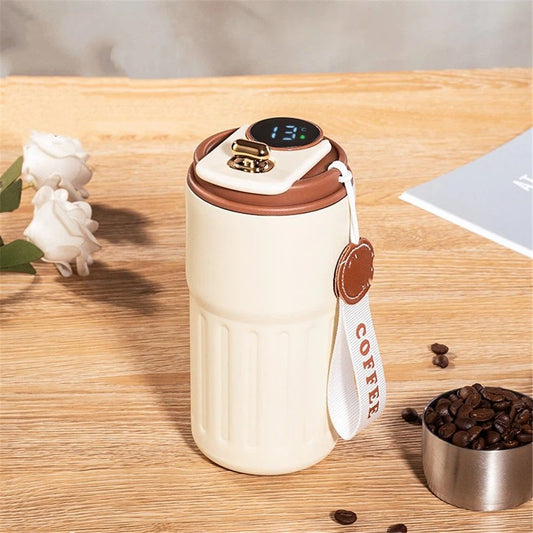 Coffee Cup With Temperature Display, New Portable LED Temperature Display Water Bottle, 450ml Large Capacity V1192-AZ-W-9192