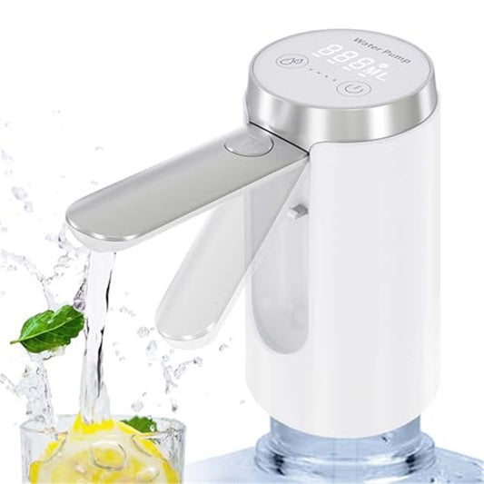 Water Dispenser for 5 Gallon Bottle, Rechargeable Water Pump - Foldable Water Spout for 5 Gallon Bottle, V1192-AZ-W-9196