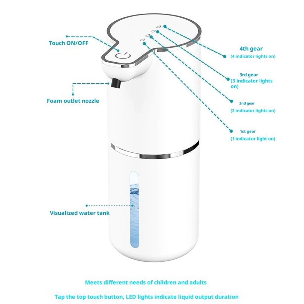 Automatic Liquid Soap Dispenser, 350ml Wall Mount Touchless Soap Dispenser with Sensor,USB Rechargeable for V1192-AZ-W-9197
