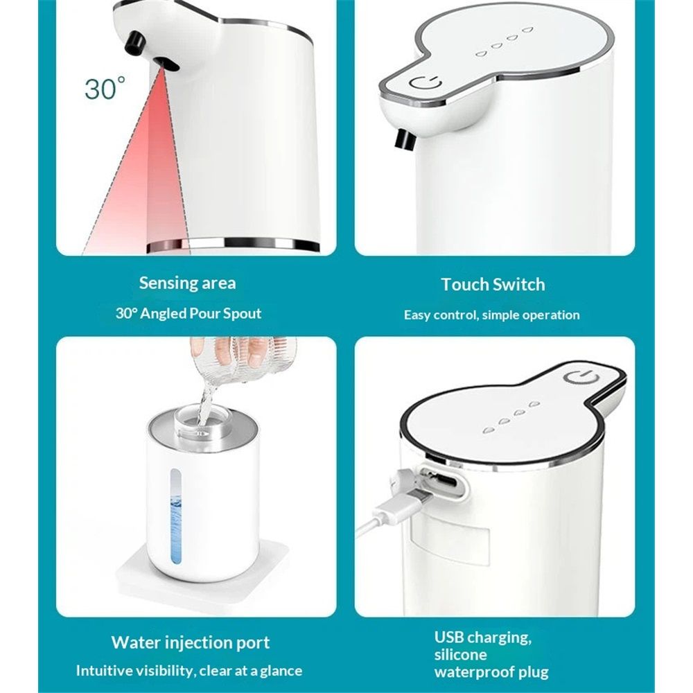 Automatic Liquid Soap Dispenser, 350ml Wall Mount Touchless Soap Dispenser with Sensor,USB Rechargeable for V1192-AZ-W-9197