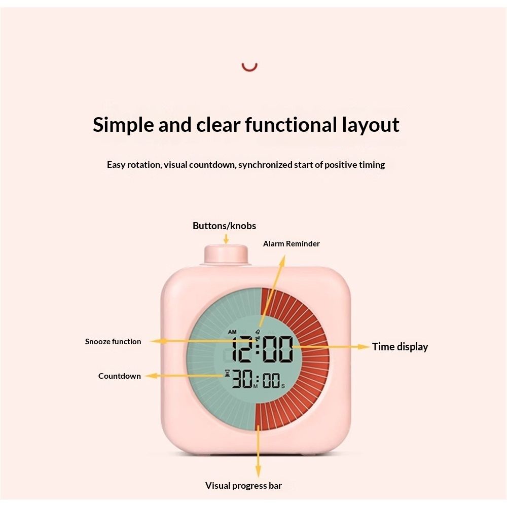 Digital Visual Timer 60-Minute Countdown (3-in-1) for Kids & Adults, Handy Time Management Tool, Classroom V1192-AZ-W-9208