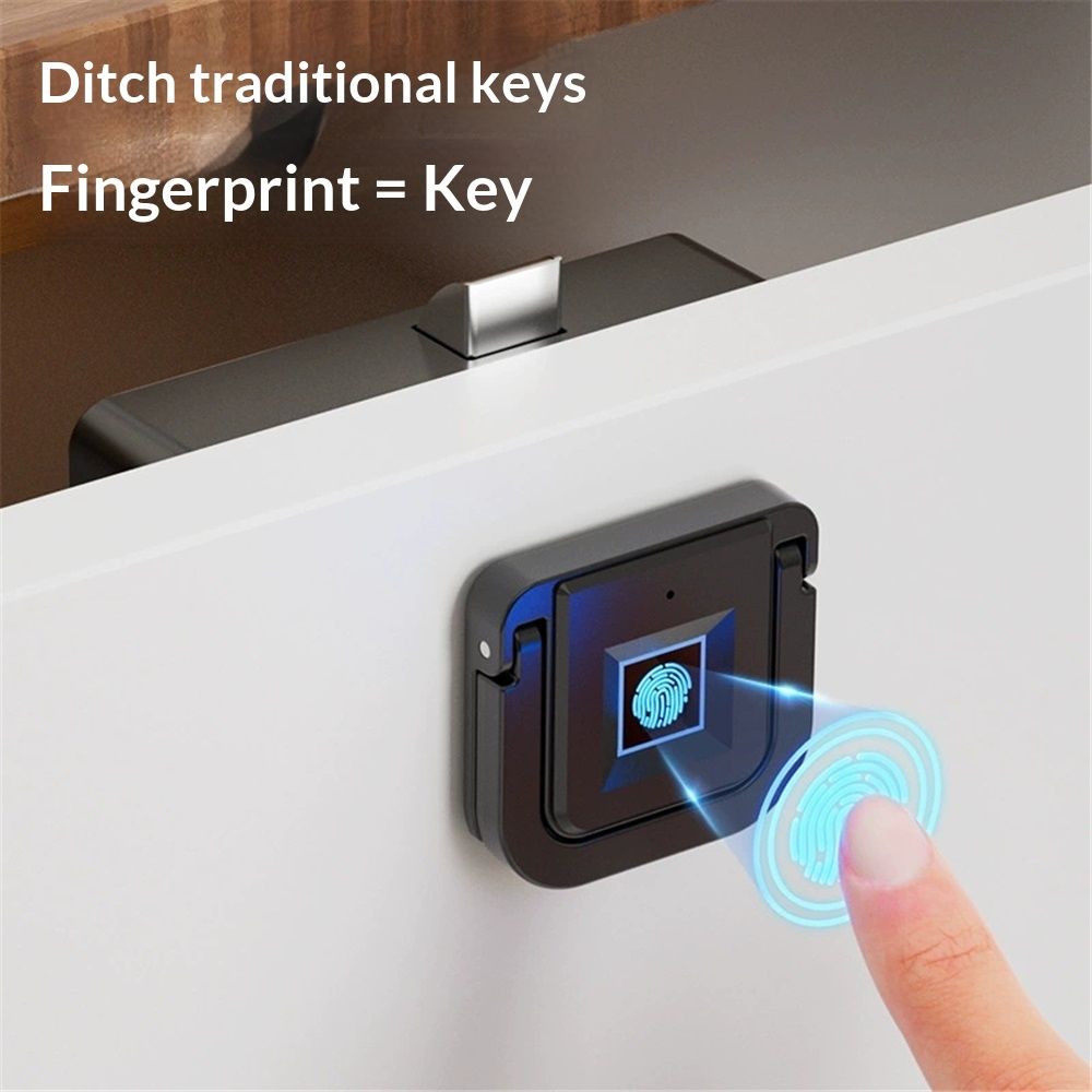 Fingerprint Cabinet Lock, Smart Biometric, Keyless Hidden, Child Safety Electric Lock,Storing 20 Fingerprints V1192-AZ-W-9210