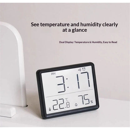 Smart Digital Alarm Clock, w/Magnetic Attraction, Indoor Temperature Humidity, HD Screen Hour Date, Battery V1192-AZ-W-9216