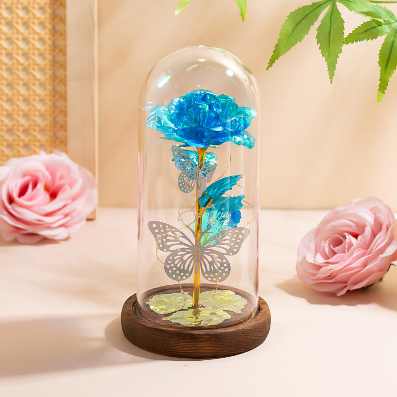 Blue & Silver Butterfly Lantern - Enchanted LED Decorative Light V1192-D1