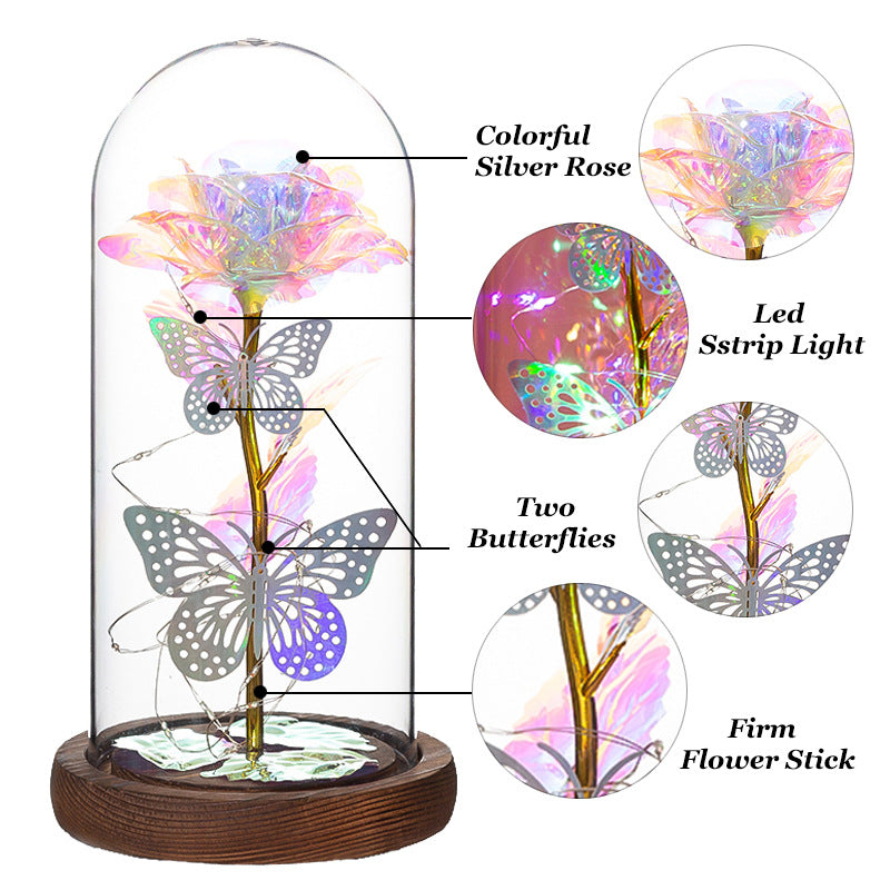 Blue & Silver Butterfly Lantern - Enchanted LED Decorative Light V1192-D1