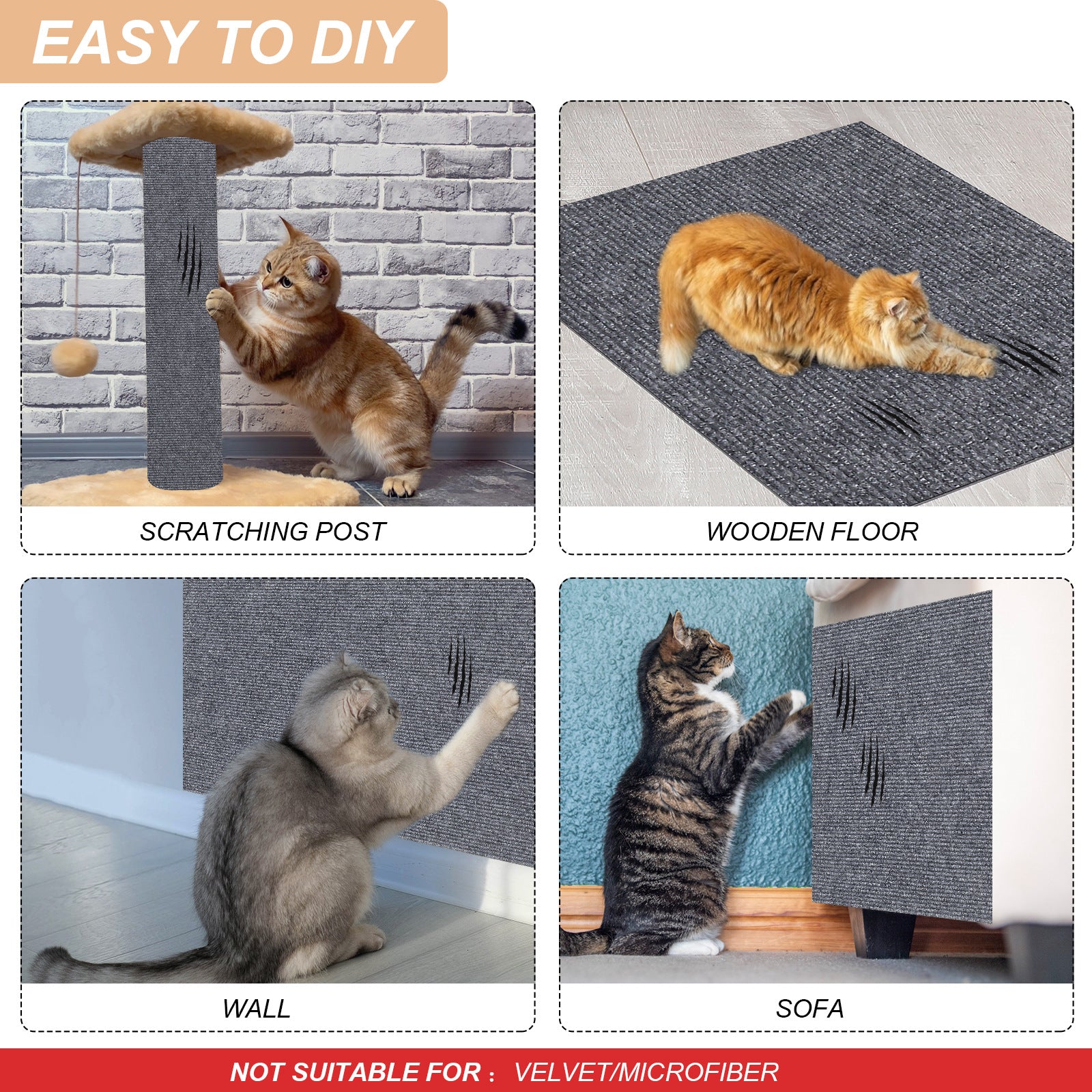 Beige Cat Scratcher - Durable Cardboard Scratching Pad for Cats V1192-D10