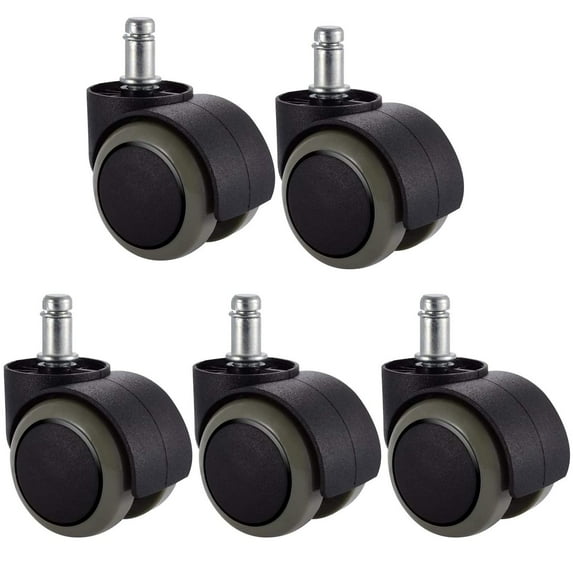 5-Piece 2-Inch Office Chair Replacement Rubber Wheels - Universal Heavy-Duty Casters V1192-D12