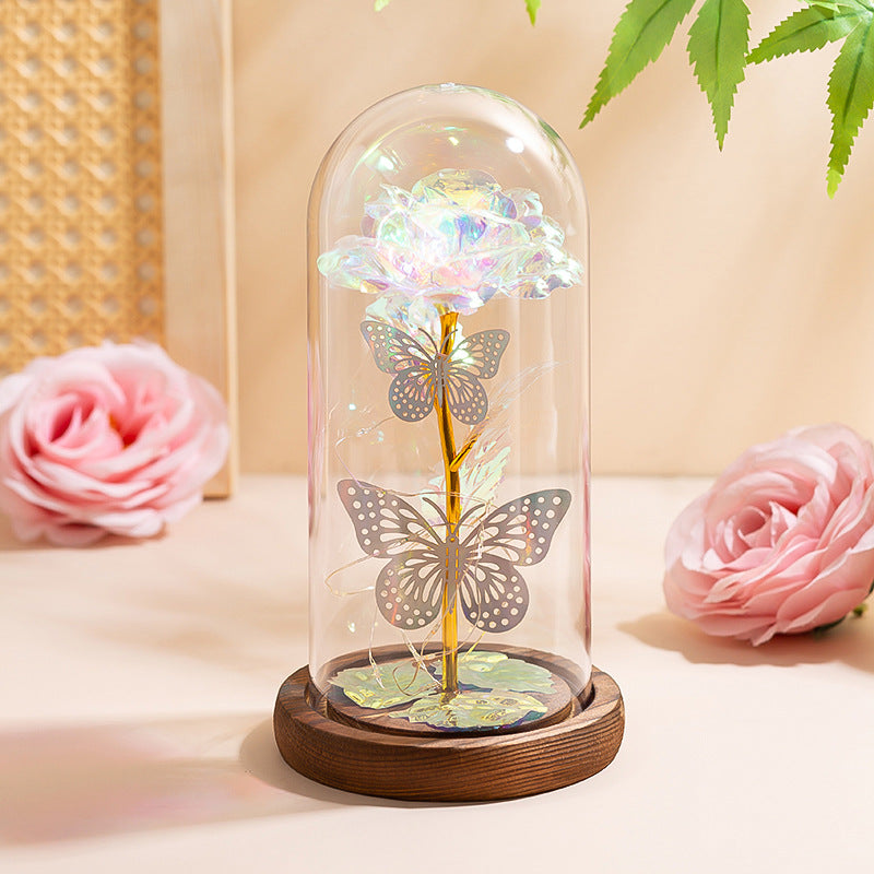 White & Silver Butterfly Flower Lamp - Decorative LED Table Lamp for Home Ambiance V1192-D27