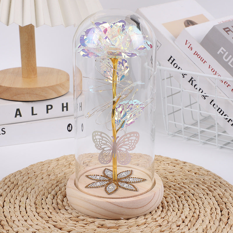 White & Silver Butterfly Flower Lamp - Decorative LED Table Lamp for Home Ambiance V1192-D27