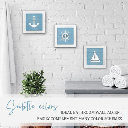 Nautical Theme Bathroom Sign - Decorative Hanging Plaque for Bathroom V1192-D3