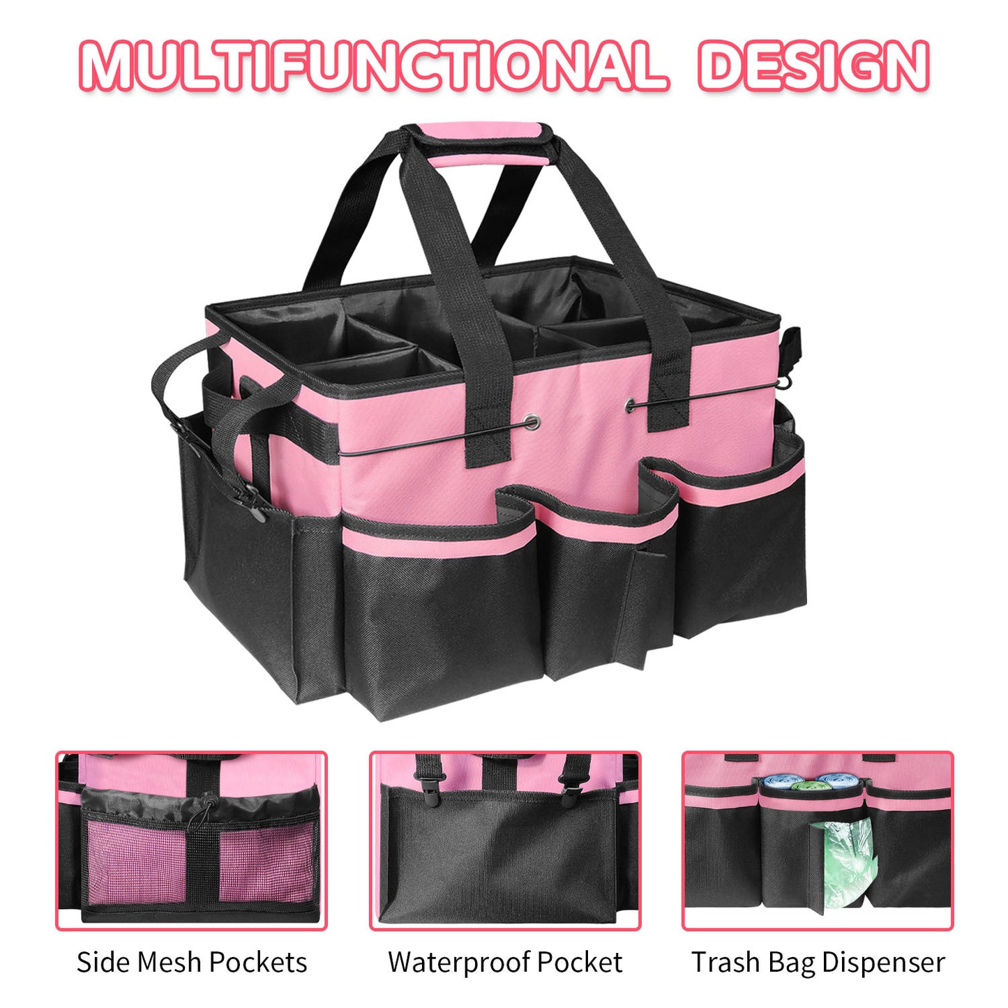 Gray Cleaning Kit - Multi-Purpose Cleaning Supplies Organizer Bag V1192-D57