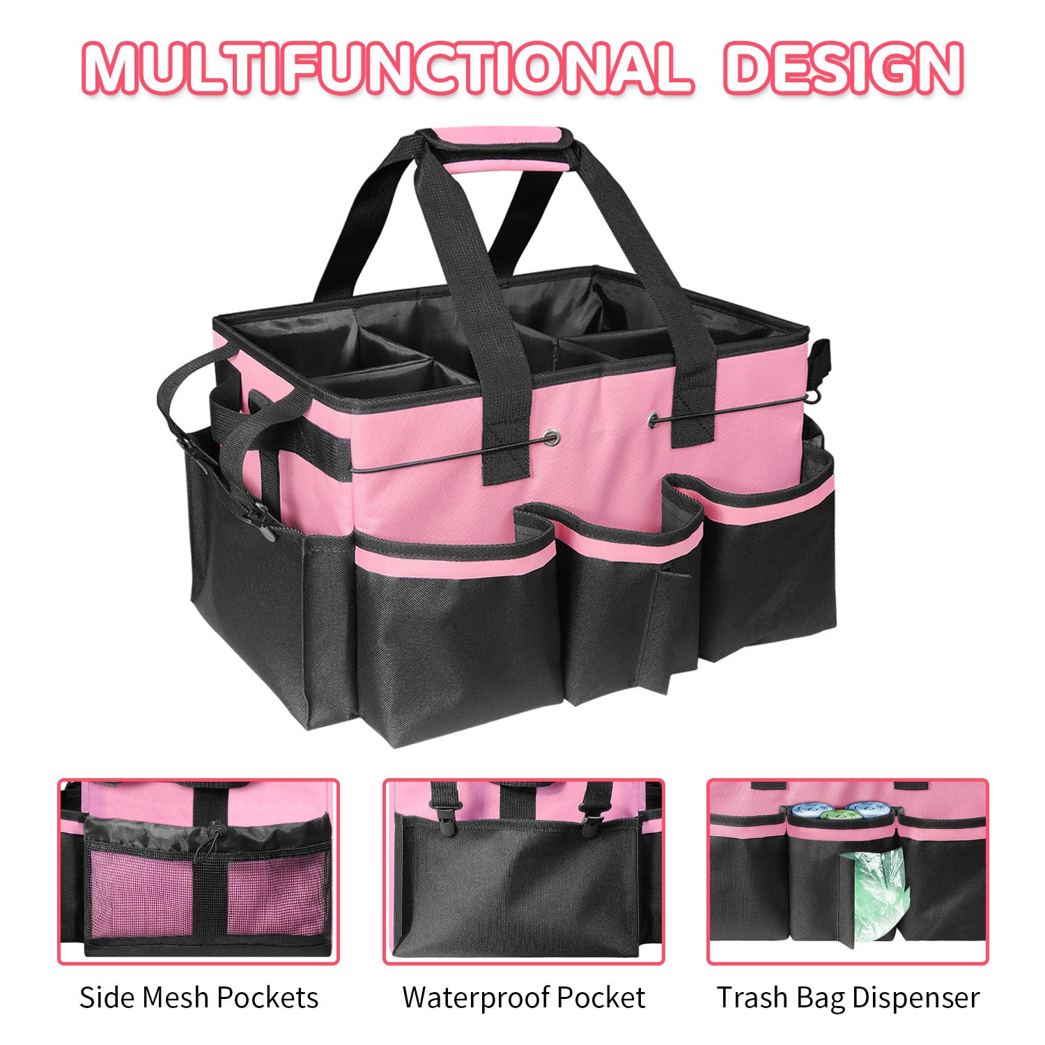Gray Cleaning Kit - Multi-Purpose Cleaning Supplies Organizer Bag V1192-D57