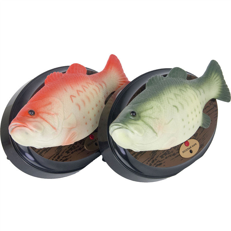 Singing Fish Decoration - Green with Square Base V1192-D58