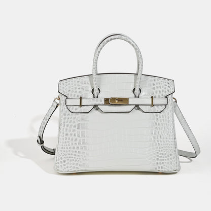 2025- Euro-american Elegant Crocodile Leather Handbag Bag - Birkin 30,white ,palladium Hardware V1192-D64