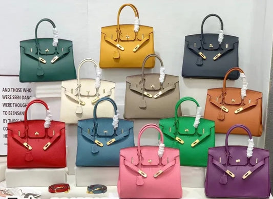 2025 - Euro-american Elegant Lychee Leather Shoulder Bag- Birkin 25-milky White V1192-D67