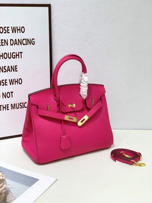 2025- Euro-american Elegant Crocodile Leather Handbag Bag - Birkin 35,deep Pink,palladium Hardware V1192-D72