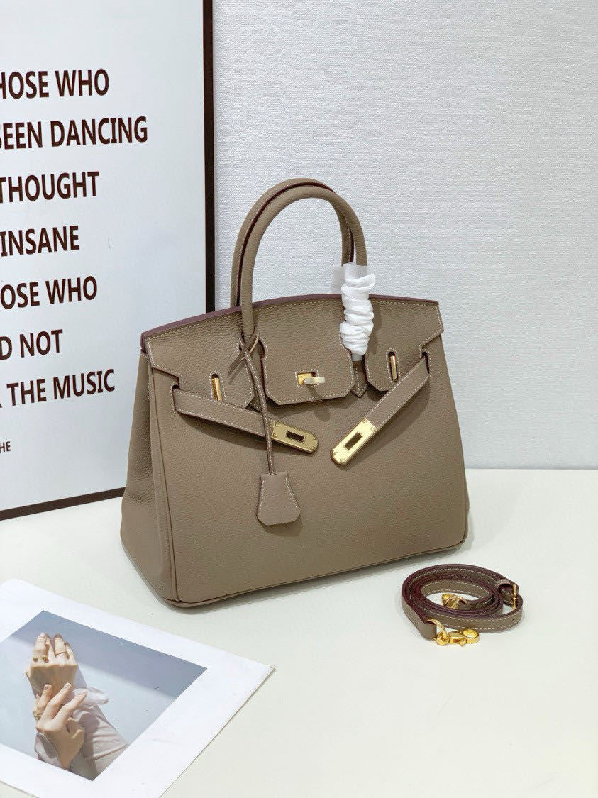 2025- Euro-american Elegant Crocodile Leather Handbag Bag - Birkin 30,elephant gray,palladium Hardware V1192-D83