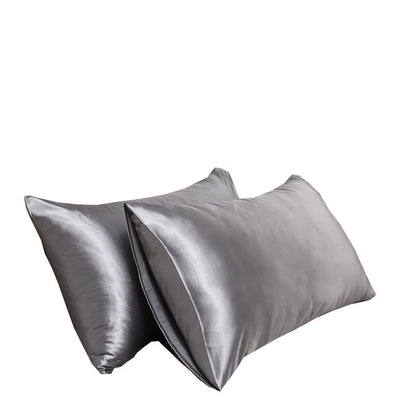A pair of solid-color silk-like pillowcase pillowcase and envelope pillow (silver) V1192-DRO-0001