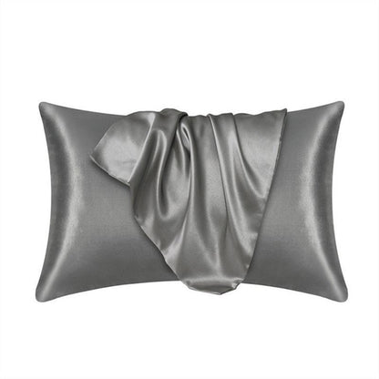 A pair of solid-color silk-like pillowcase pillowcase and envelope pillow (silver) V1192-DRO-0001