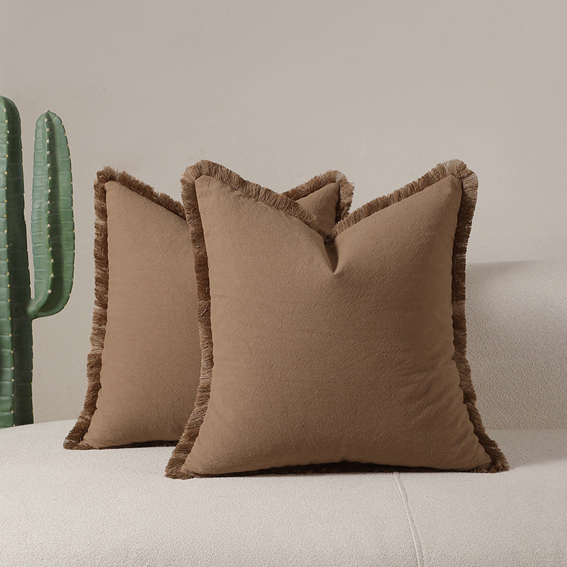 1 pc New Light Luxury modern Bohemian style pillowcase, fringed pillow cushion cover (brown) V1192-DRO-0002