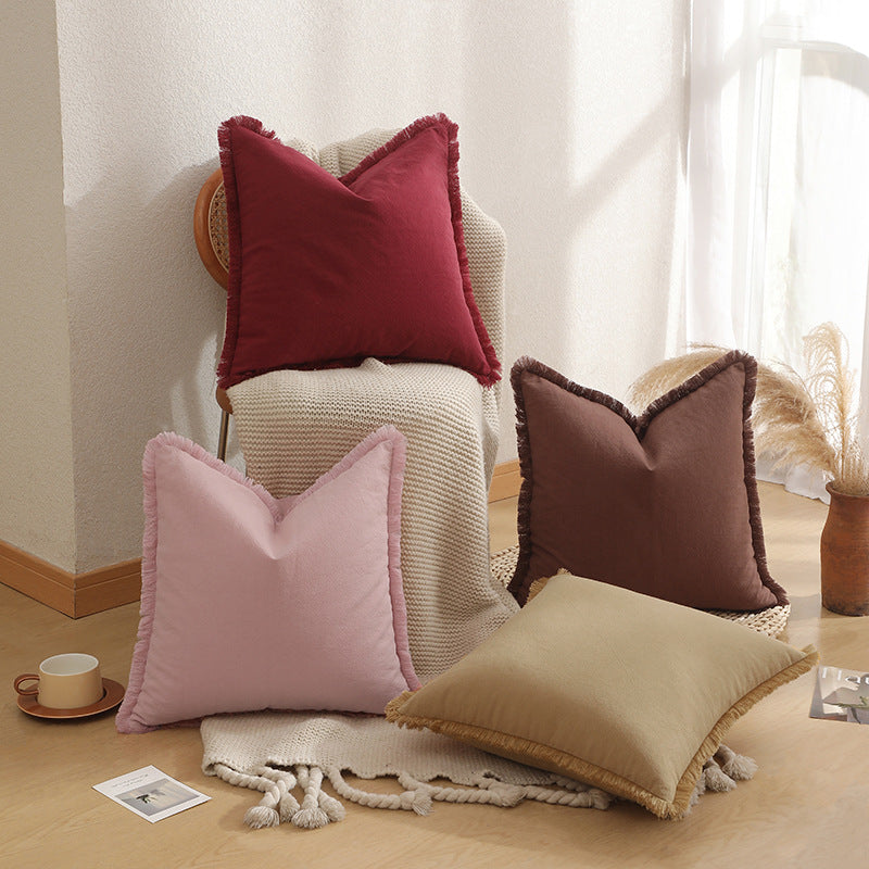 1 pc New Light Luxury modern Bohemian style pillowcase, fringed pillow cushion cover (brown) V1192-DRO-0002