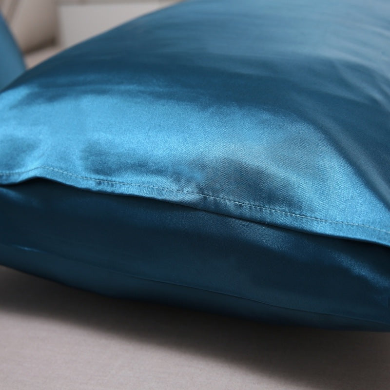 A pair of solid-color silk-like pillowcase pillowcase and envelope pillow (coffee color) V1192-DRO-0003