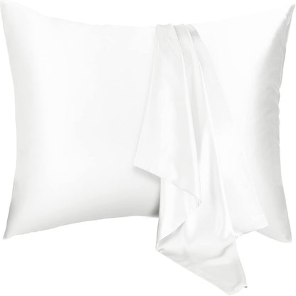 A pair of solid-color silk-like pillowcase pillowcase and envelope pillow (white) V1192-DRO-0004