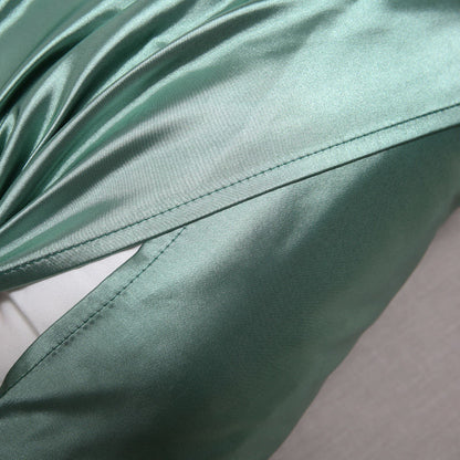 A pair of solid-color silk-like pillowcase pillowcase and envelope pillow (green) V1192-DRO-0013