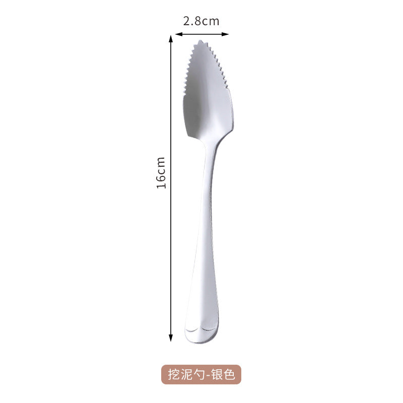 4 pieces stainless steel scraper spoons, children's complementary food spoons, baby fruit puree scraper V1192-DRO-0015