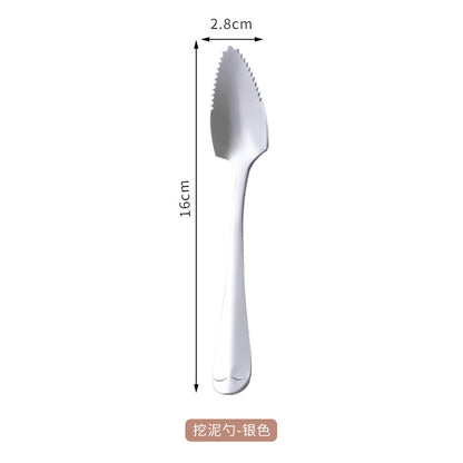 4 pieces stainless steel scraper spoons, children's complementary food spoons, baby fruit puree scraper V1192-DRO-0015