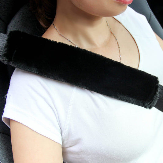 2 pcs soft artificial fur universal fit seat belt covers, car and aircraft seat belt shoulder pads, camera V1192-DRO-0017