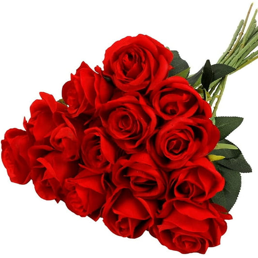 15 pieces of rose artificial flower home wedding Valentine's Day gift rose (red) V1192-DRO-0020