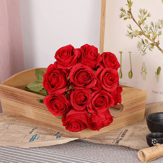 15 pieces of rose artificial flower home wedding Valentine's Day gift rose (red) V1192-DRO-0020